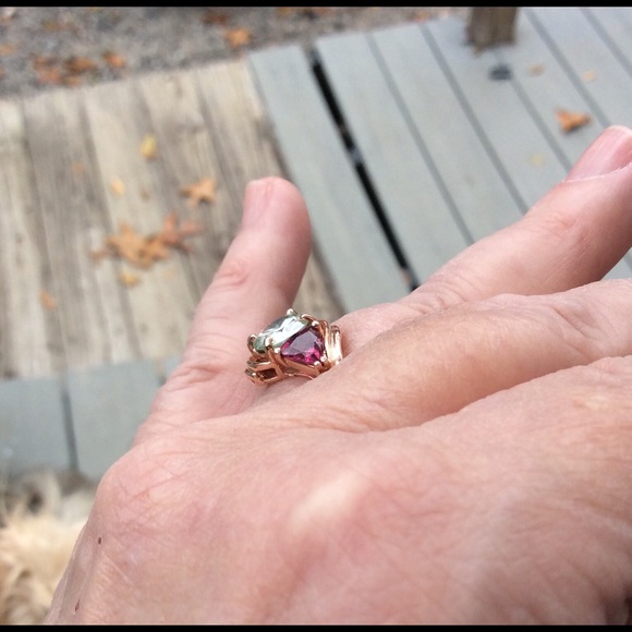 COPY - Moissanite and rhodolite 10k rose gold ring - Picture 8 of 11